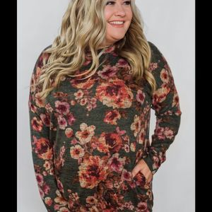 Floral Pullover top Olive